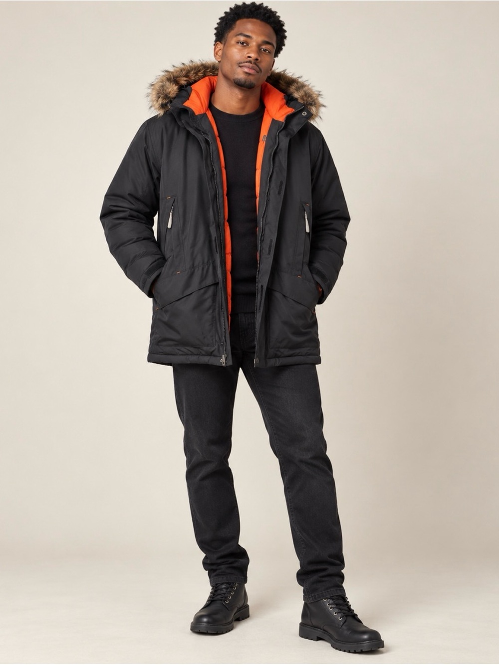 Timberland Weathergear Faux Fur Hooded Parka XL Men's Down Jacket